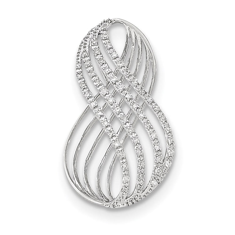 14K White Gold Real Diamond Open Infinity Symbol Slide Pendant
