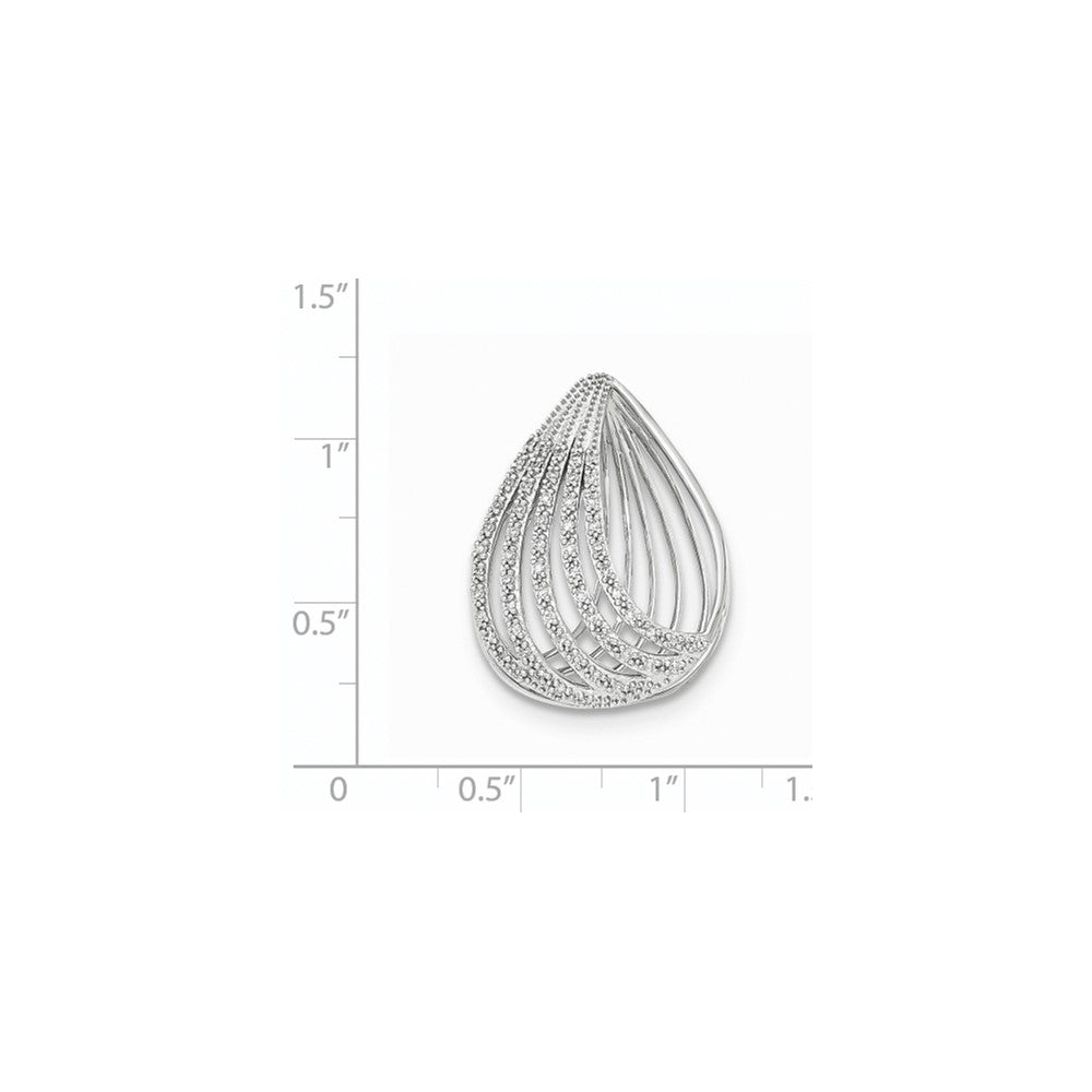 14K White Gold Real Diamond Open Teardrop Slide Pendant