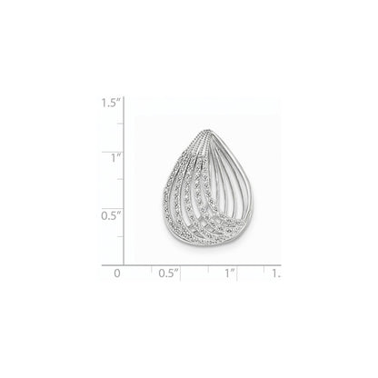 14K White Gold Real Diamond Open Teardrop Slide Pendant