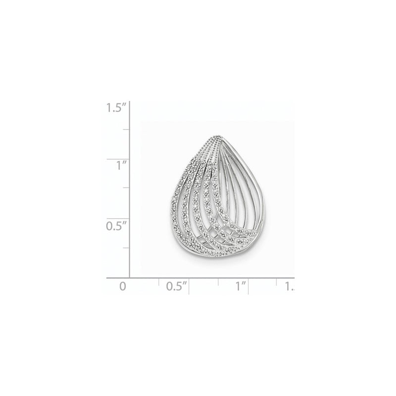 14K White Gold Real Diamond Open Teardrop Slide Pendant