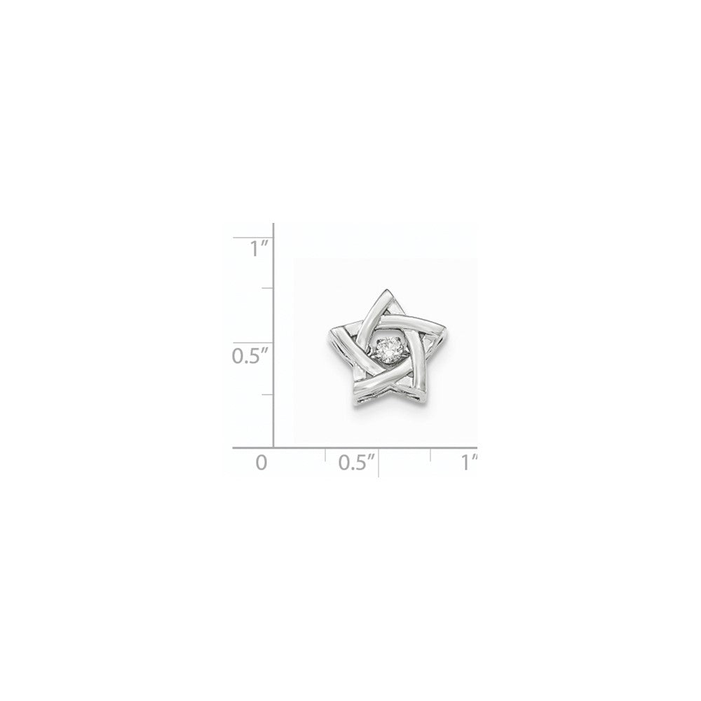 14K White Gold Vibrant Real Diamond Star Slide Pendant