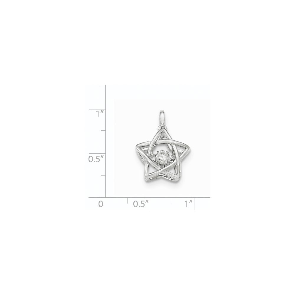 14k White Gold Vibrant Real Diamond Polished Star Pendant