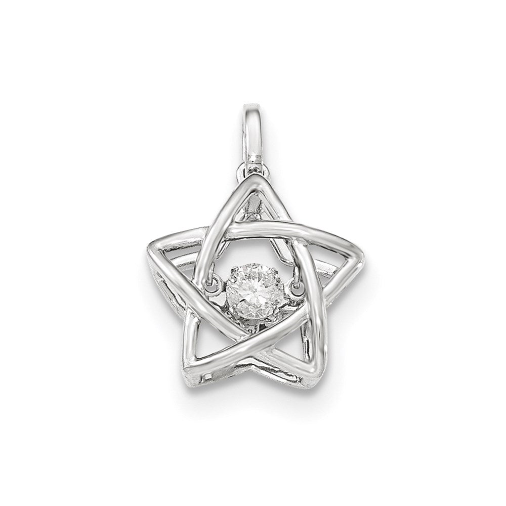 14k White Gold Vibrant Real Diamond Polished Star Pendant
