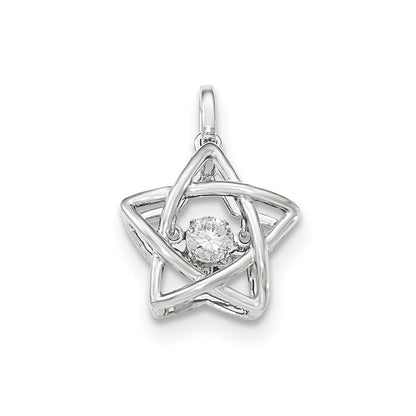 14k White Gold Vibrant Real Diamond Polished Star Pendant