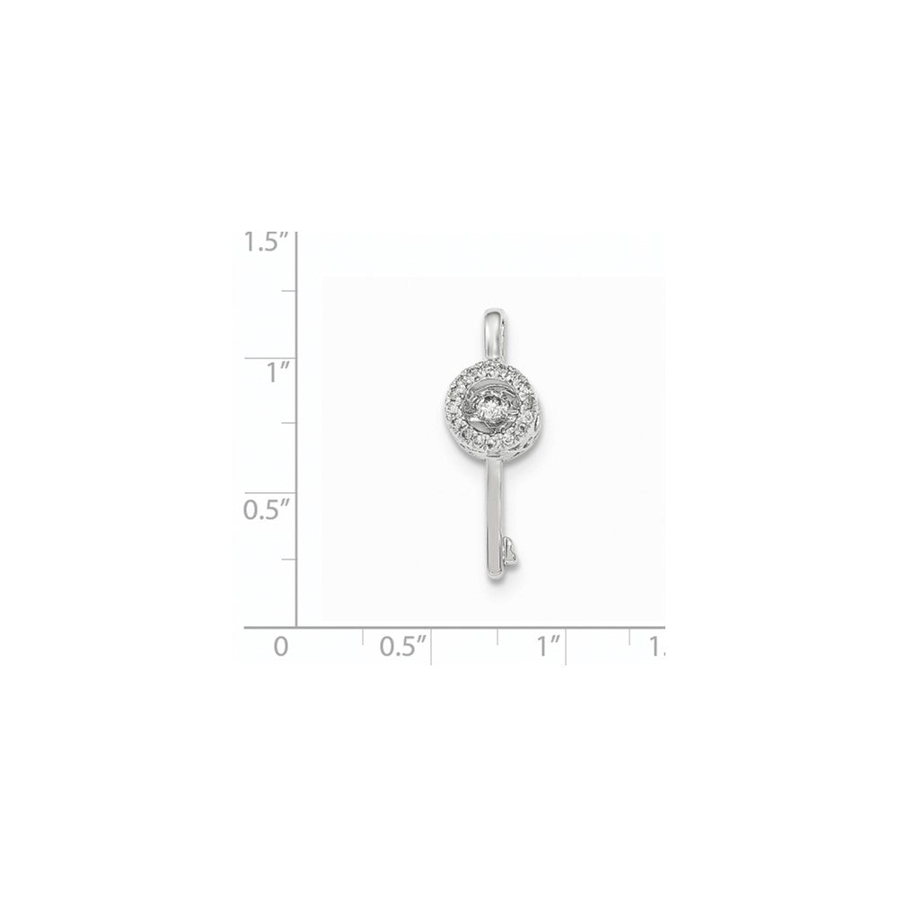 14K White Gold Vibrant Real Diamond Key Chain Slide Pendant
