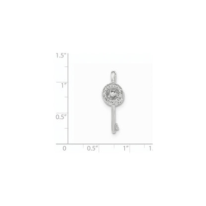 14K White Gold Vibrant Real Diamond Key Chain Slide Pendant