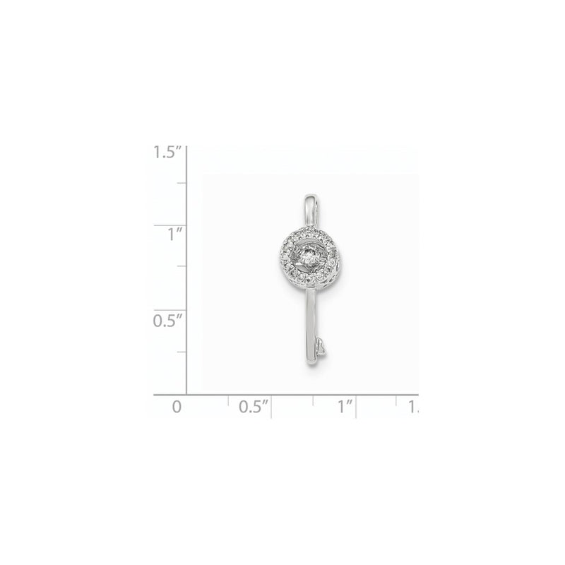 14K White Gold Vibrant Real Diamond Key Chain Slide Pendant