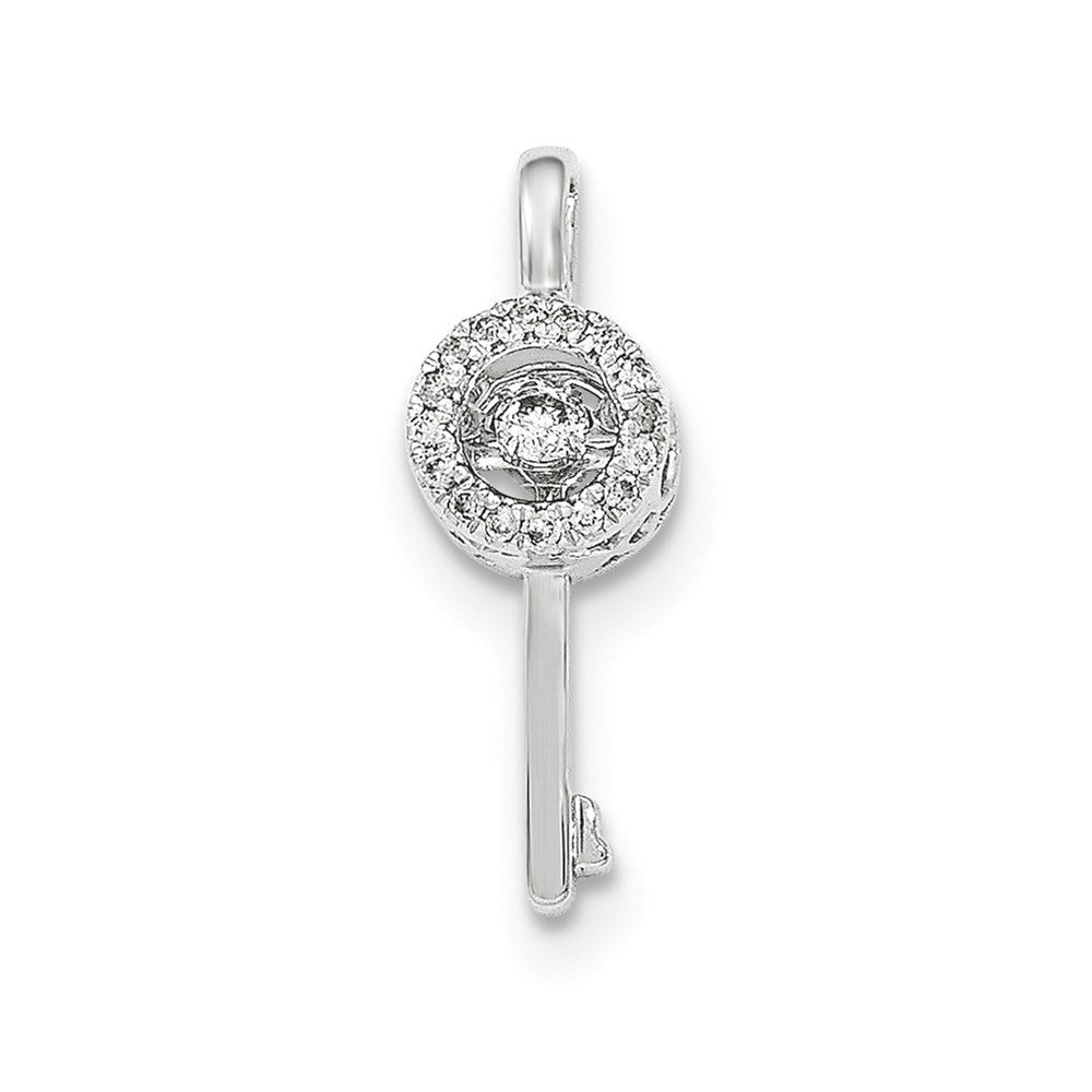 14K White Gold Vibrant Real Diamond Key Chain Slide Pendant