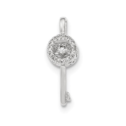 14K White Gold Vibrant Real Diamond Key Chain Slide Pendant