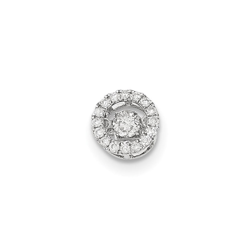 14k White Gold Vibrant Diamond Polished Round Pendant