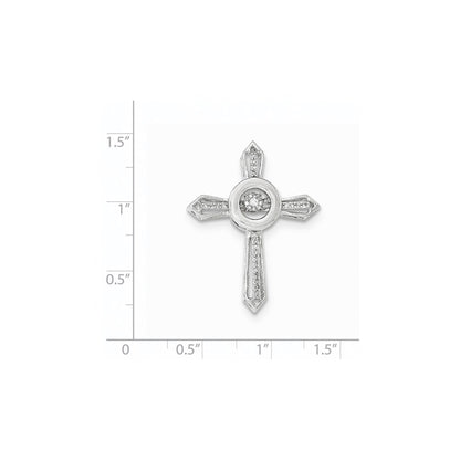14K White Gold Vibrant Diamond Cross Slide Pendant