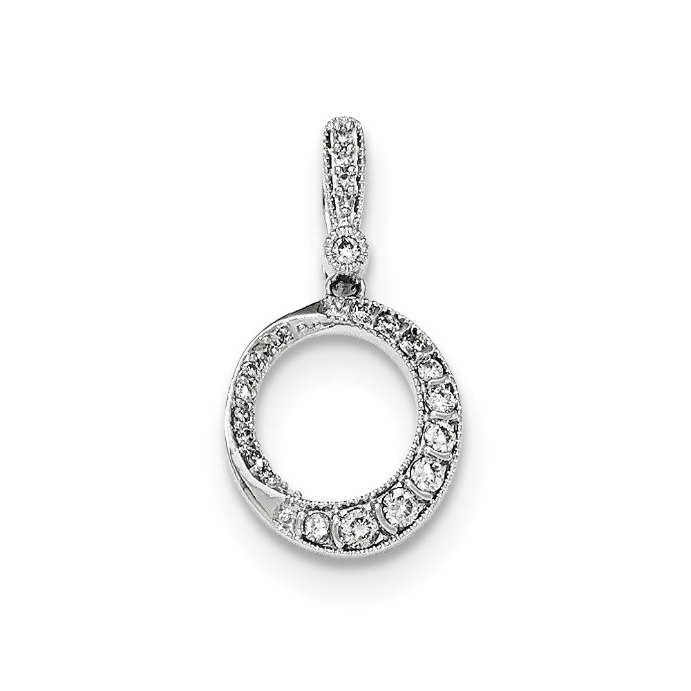 14K White Gold Polished Real Diamond Pendant