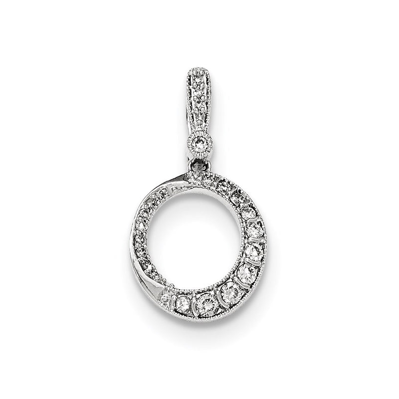 14K White Gold Polished Real Diamond Pendant