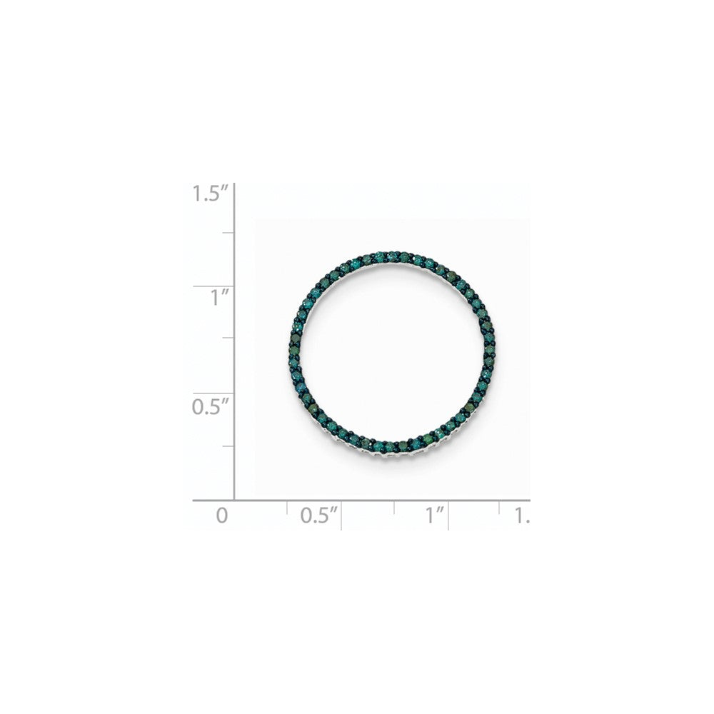 14k White Gold Polished Blue Diamond Circle Pendant