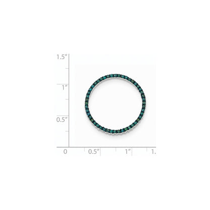 14k White Gold Polished Blue Diamond Circle Pendant