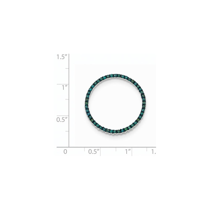 14k White Gold Polished Blue Diamond Circle Pendant