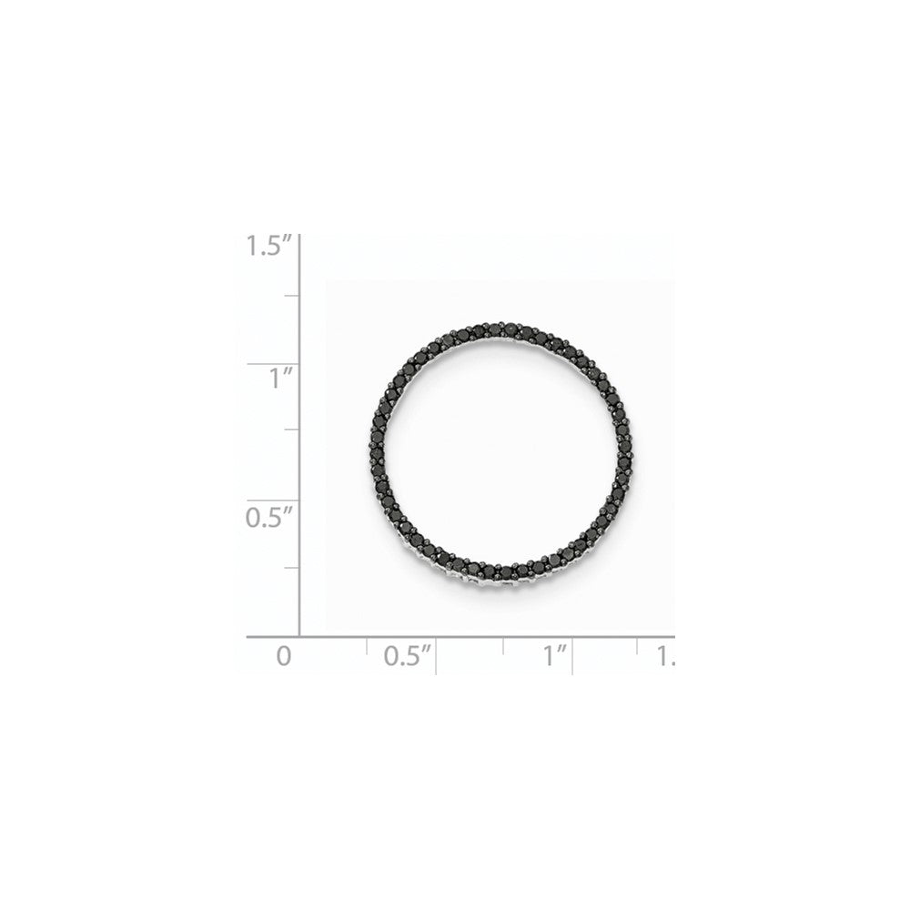 14K White Gold Polished Black Real Diamond Circle Pendant