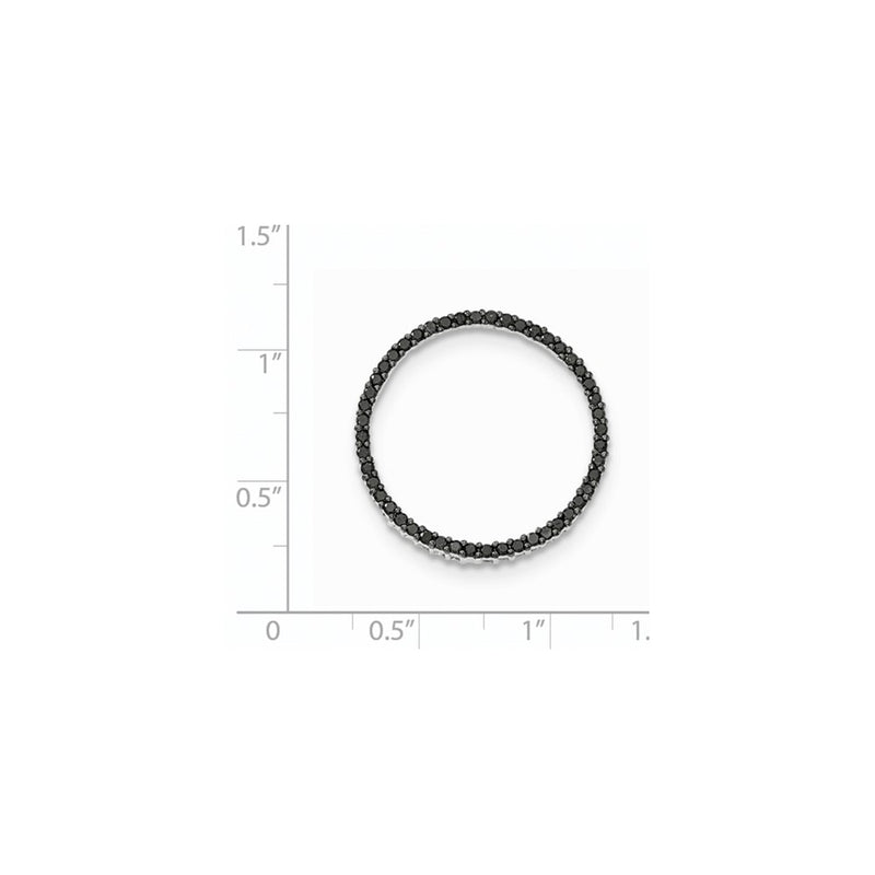 14K White Gold Polished Black Real Diamond Circle Pendant