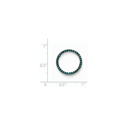 14k White Gold Polished Blue Diamond Circle Pendant