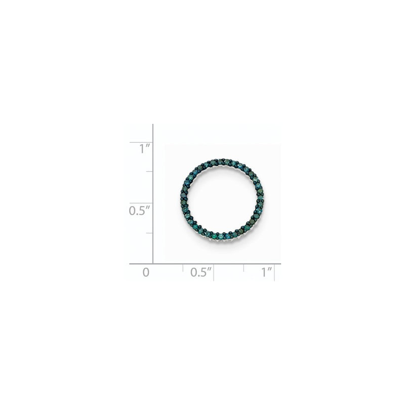 14k White Gold Polished Blue Diamond Circle Pendant