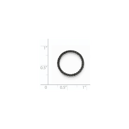 14K White Gold Polished Black Real Diamond Circle Pendant