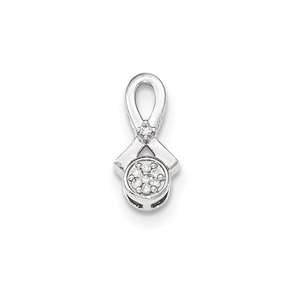 14K White Gold Real Diamond Ribbon Awareness Slide Pendant