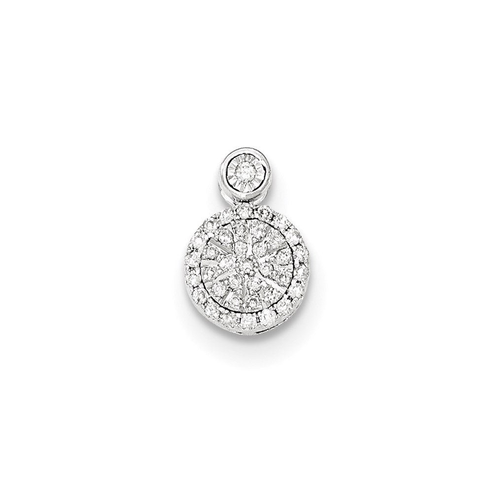 14k White Gold Real Diamond Round Chain Slide