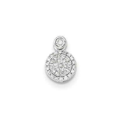 14k White Gold Real Diamond Round Chain Slide