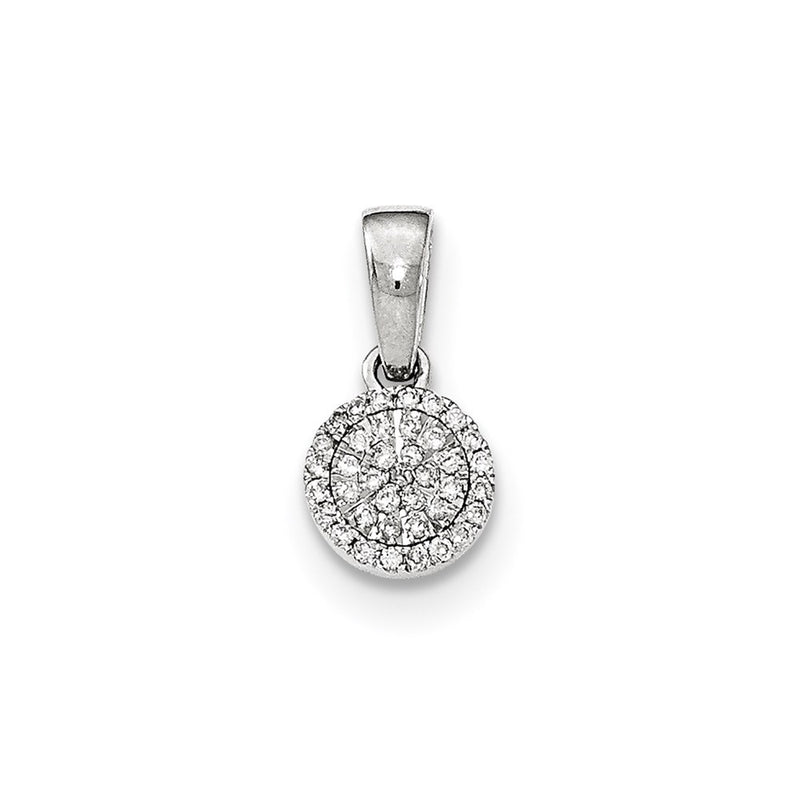 14k White Gold Diamond Round Pendant