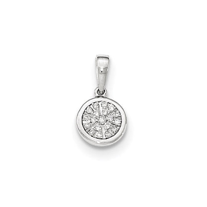 14k White Gold Real Diamond Round Pendant