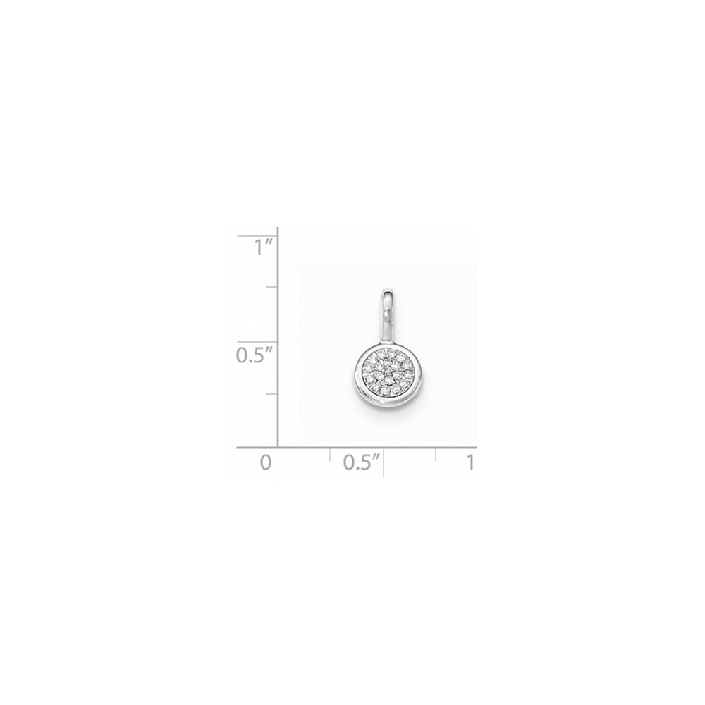 14k White Gold Diamond Round Pendant