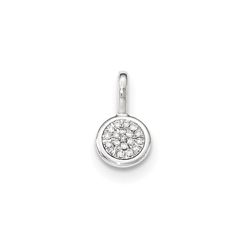 14k White Gold Diamond Round Pendant