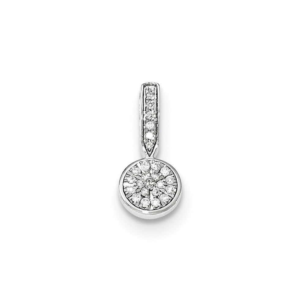 14k White Gold Real Diamond Round Pendant