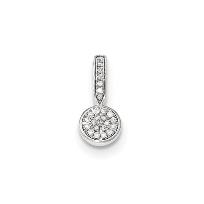 14k White Gold Real Diamond Round Pendant