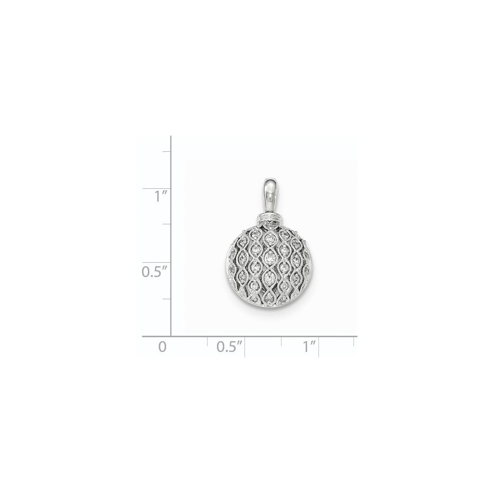 14K White GoldReal Diamond Openwork Round Pendant