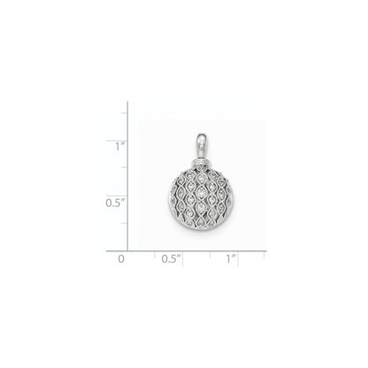 14K White GoldReal Diamond Openwork Round Pendant