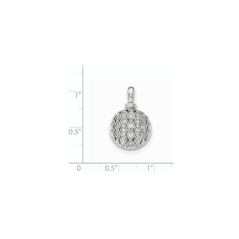 14K White GoldReal Diamond Openwork Round Pendant