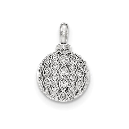 14K White GoldReal Diamond Openwork Round Pendant