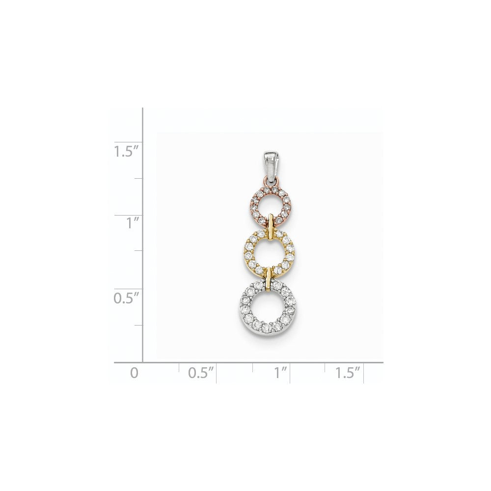 14k Tri-Color Gold Real Diamond Pendant