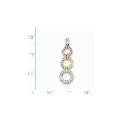 14k Tri-Color Gold Real Diamond Pendant