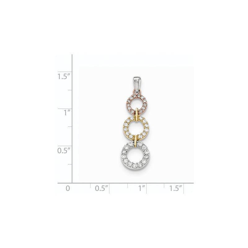 14k Tri-Color Gold Real Diamond Pendant