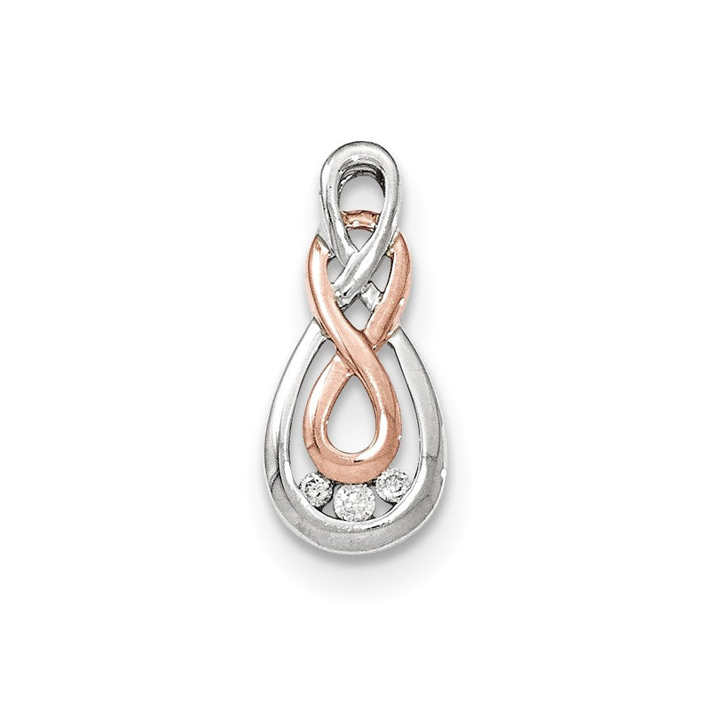 14k Two-Tone Gold Real Diamond Infinity Symbol Pendant