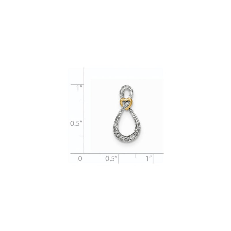 14k Two-Tone Gold Real Diamond Infinity with Heart Pendant