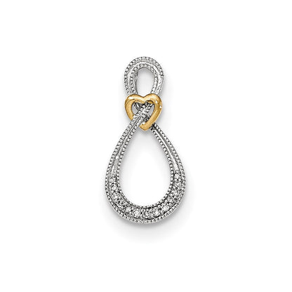 14k Two-Tone Gold Real Diamond Infinity with Heart Pendant
