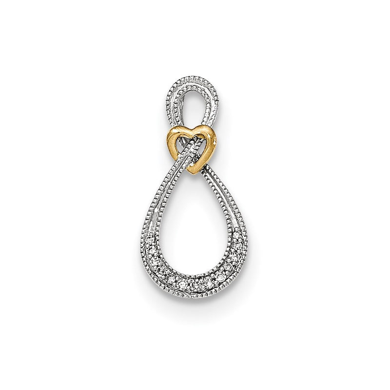 14k Two-Tone Gold Real Diamond Infinity with Heart Pendant