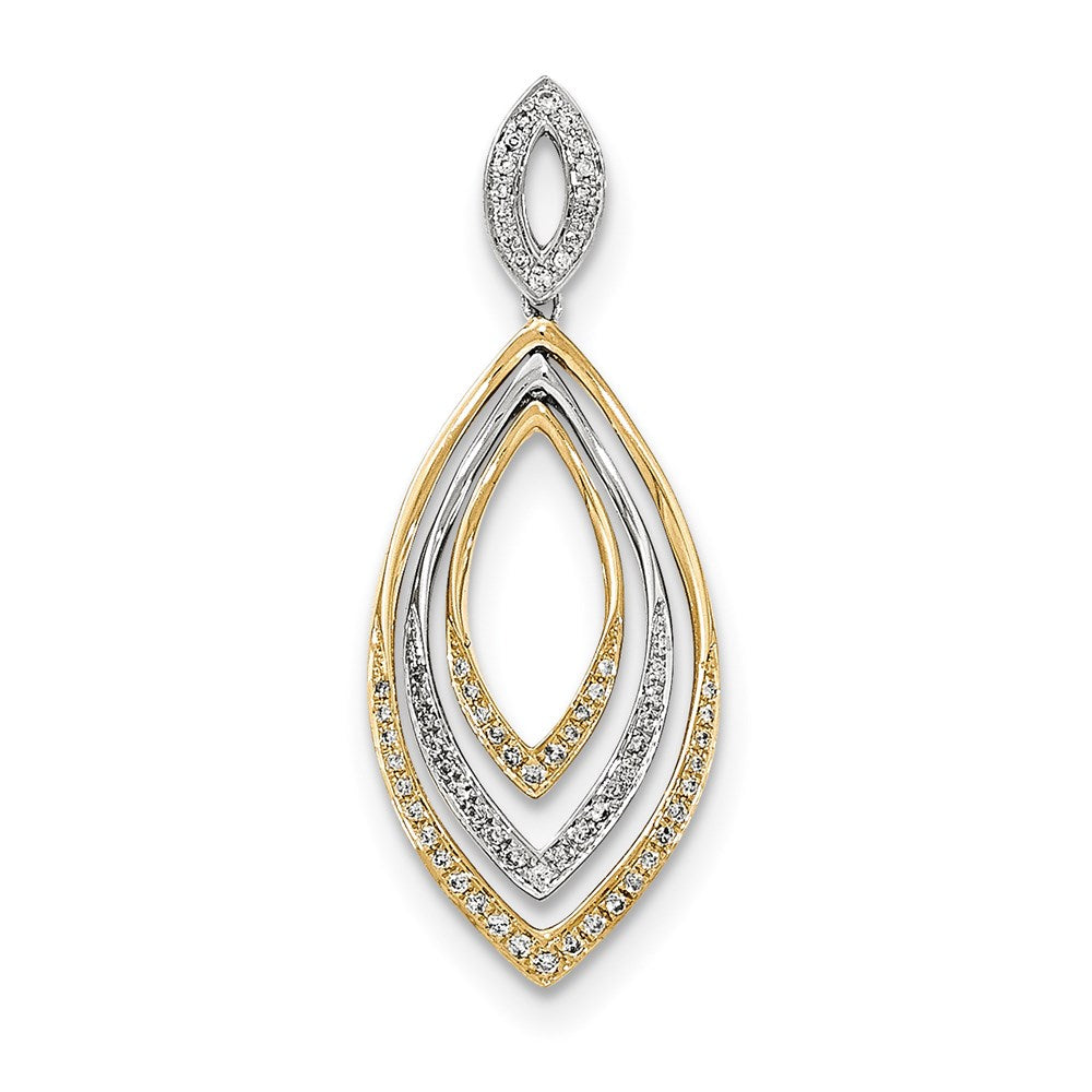 14k Two-Tone Gold Real Diamond Ellipse Pendant