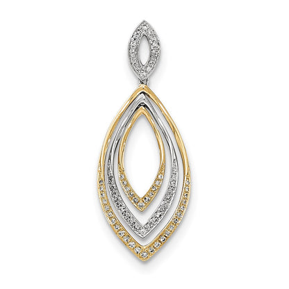14k Two-Tone Gold Real Diamond Ellipse Pendant
