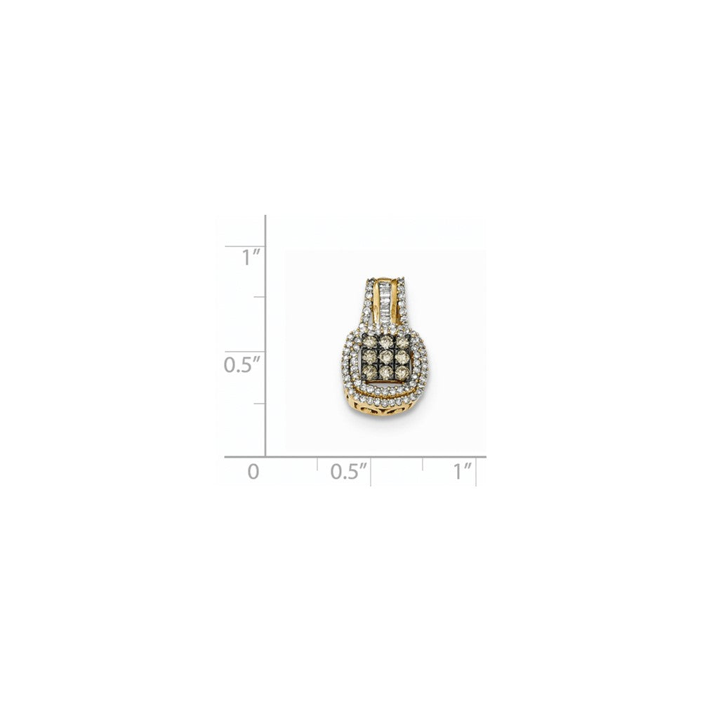 14k Yellow & Rhodium Goldt Polished Square Shaped Diamond w/Black Rhodium Pendant