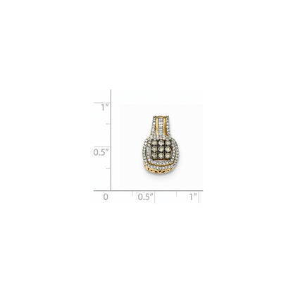 14k Yellow & Rhodium Goldt Polished Square Shaped Diamond w/Black Rhodium Pendant