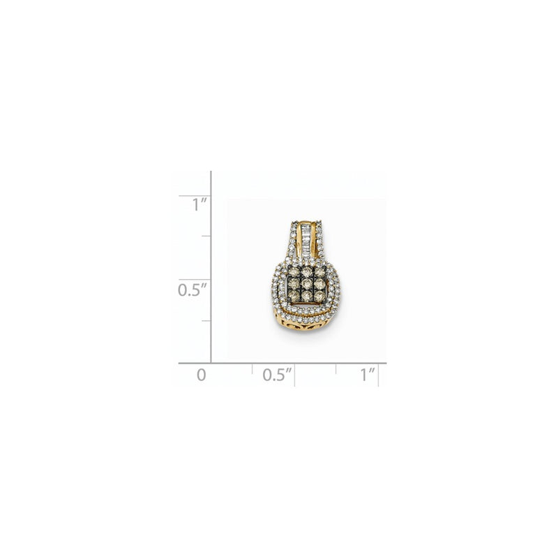 14k Yellow & Rhodium Goldt Polished Square Shaped Diamond w/Black Rhodium Pendant